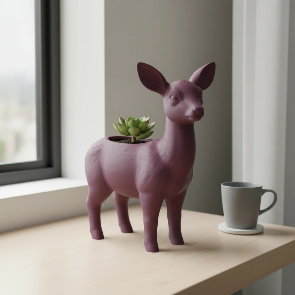 Ghiveci decorativ Caprioara pentru plante mici, imprimat 3D - culoare Roșu, imprimare 3D Vibecraft