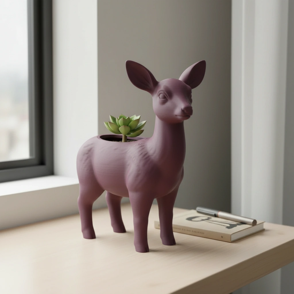 Ghiveci decorativ Caprioara pentru plante mici, imprimat 3D - culoare Roșu, imprimare 3D Vibecraft