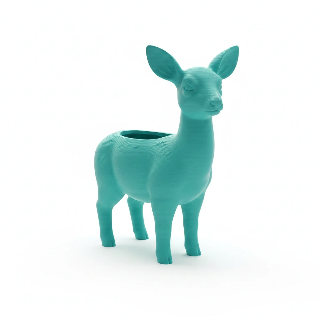 Ghiveci decorativ Caprioara pentru plante mici, imprimat 3D - culoare Albastru verzui, imprimare 3D Vibecraft