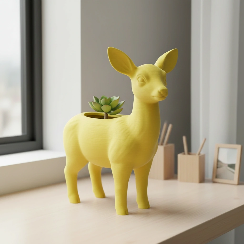 Ghiveci decorativ Caprioara pentru plante mici, imprimat 3D - culoare Galben, imprimare 3D Vibecraft