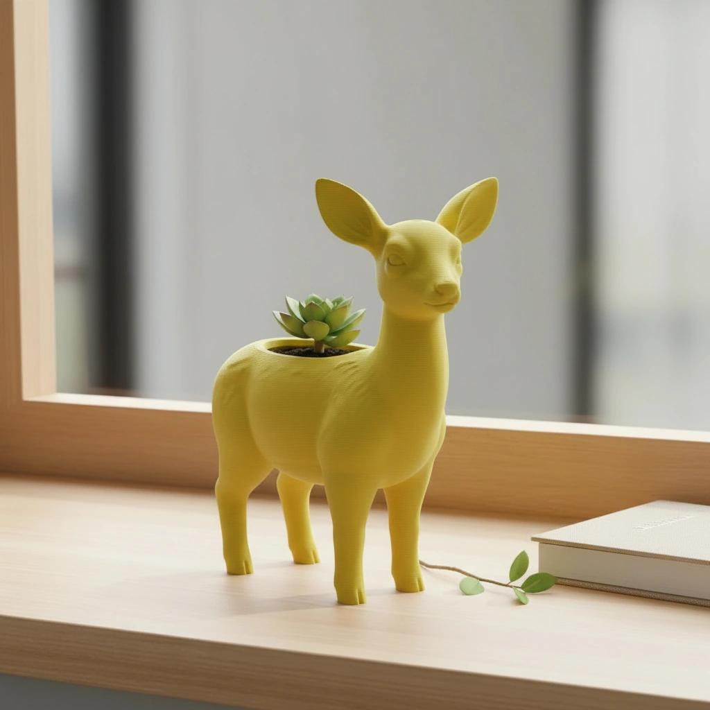Ghiveci decorativ Caprioara pentru plante mici, imprimat 3D - culoare Galben, imprimare 3D Vibecraft