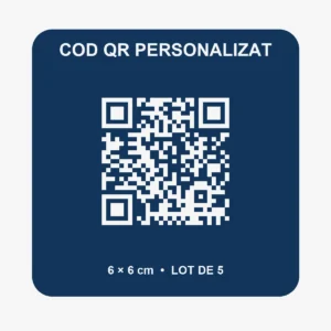 Lot 5 coduri QR personalizate 6×6 cm – Bleumarin + QR/text alb - imagine produs, produs imprimat 3D Vibecraft