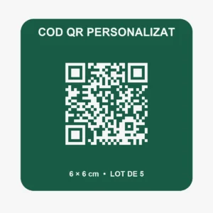 Lot 5 coduri QR personalizate 6×6 cm – Verde închis + QR/text alb - imagine produs, produs imprimat 3D Vibecraft