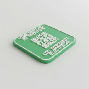 Lot 5 coduri QR personalizate 6×6 cm – Verde închis + QR/text alb - imagine produs, produs imprimat 3D Vibecraft