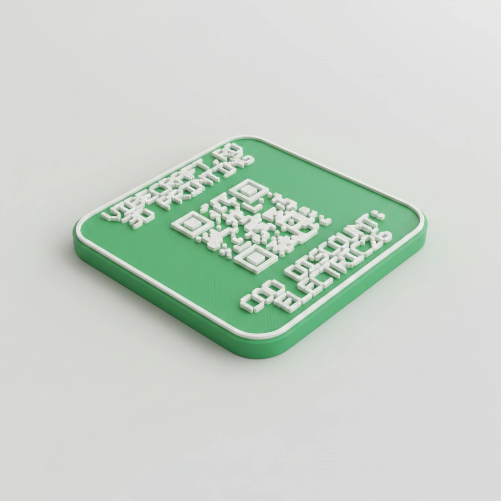 Lot 5 coduri QR personalizate 6×6 cm – Verde închis + QR/text alb - imagine produs, produs imprimat 3D Vibecraft