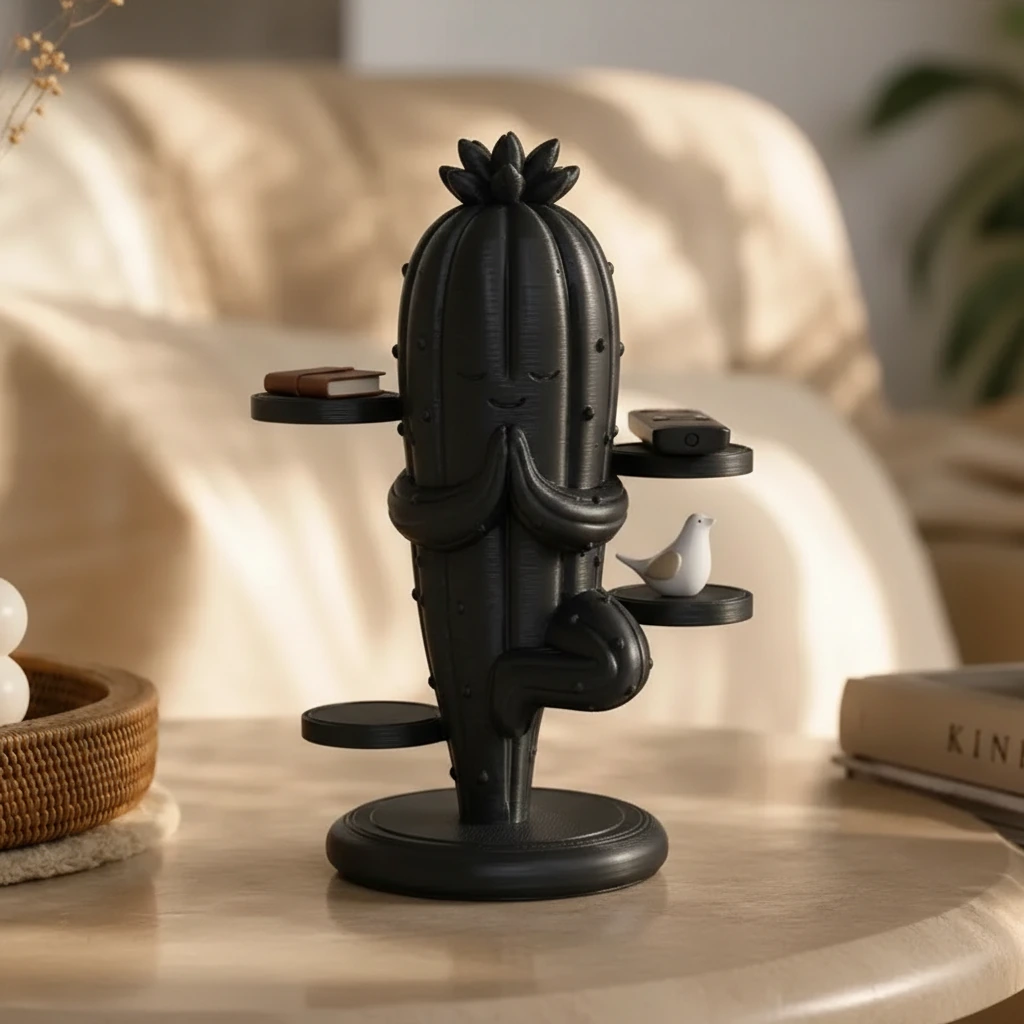 Figurină Decorativă Cactus Yoga, Accent Relaxant pentru Spațiu - variante de culoare, produs imprimat 3D Vibecraft