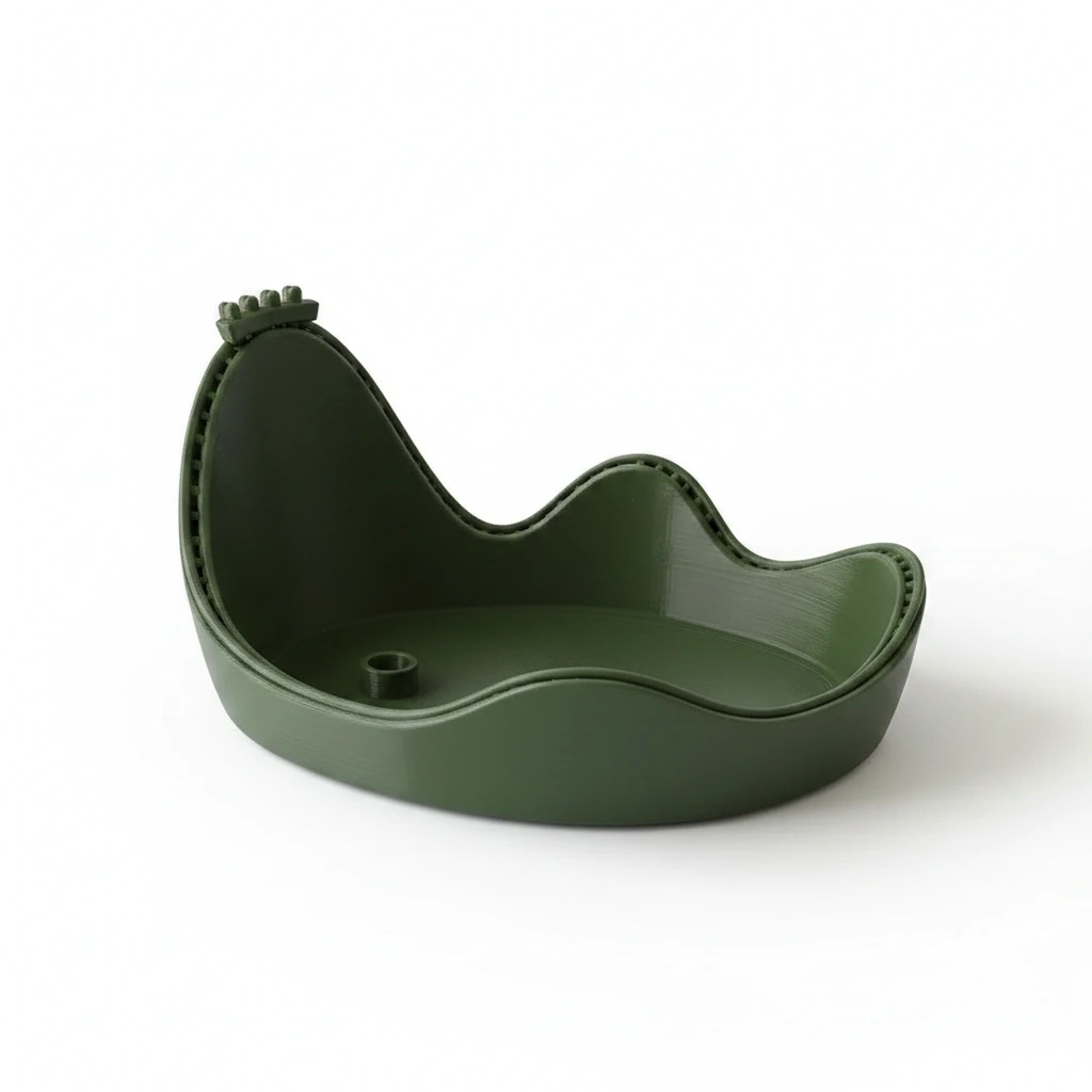 Bol Decorativ Organizare Obiecte Mici Design Ondulat 150mm - Olive green compozit mat, imprimare 3D Vibecraft