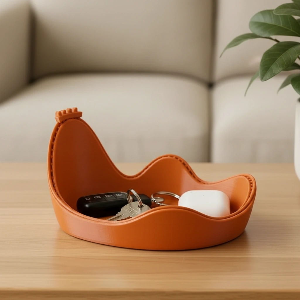 Bol Decorativ Organizare Obiecte Mici Design Ondulat 150mm - Orange compozit mat, imprimare 3D Vibecraft