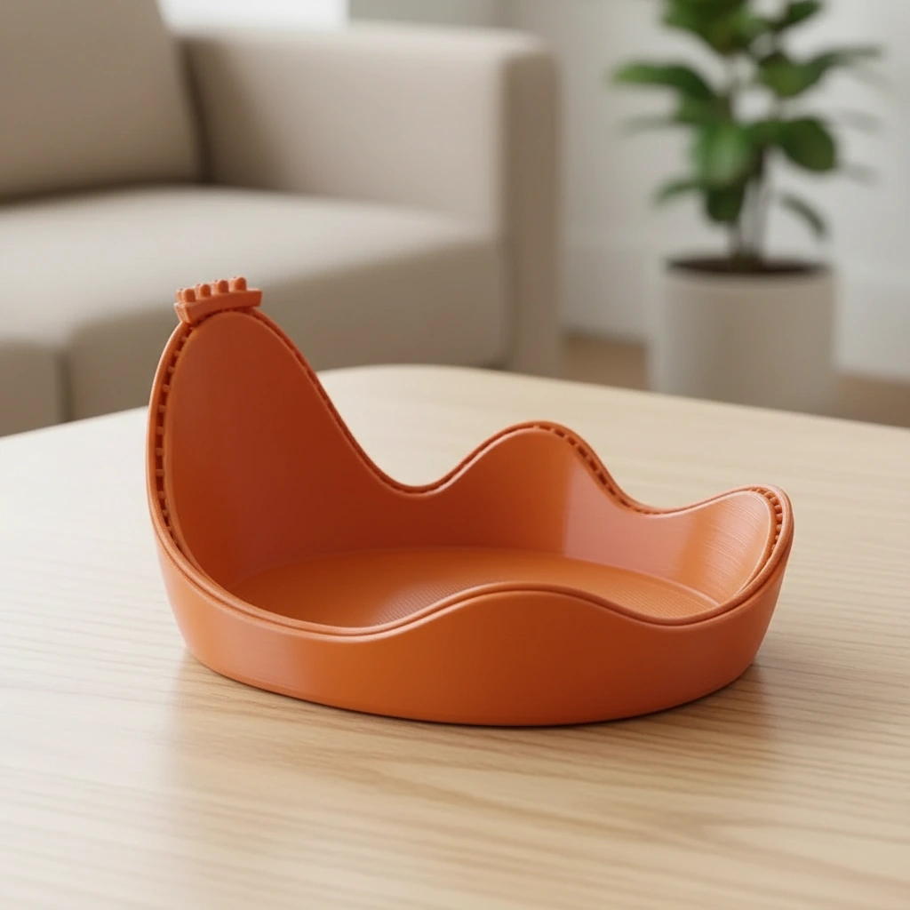 Bol Decorativ Organizare Obiecte Mici Design Ondulat 150mm - Orange compozit mat, imprimare 3D Vibecraft