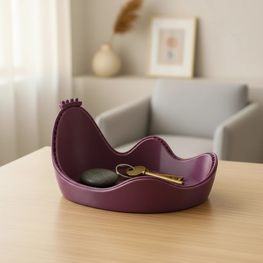 Bol Decorativ Organizare Obiecte Mici Design Ondulat 150mm - Purple red compozit mat, imprimare 3D Vibecraft