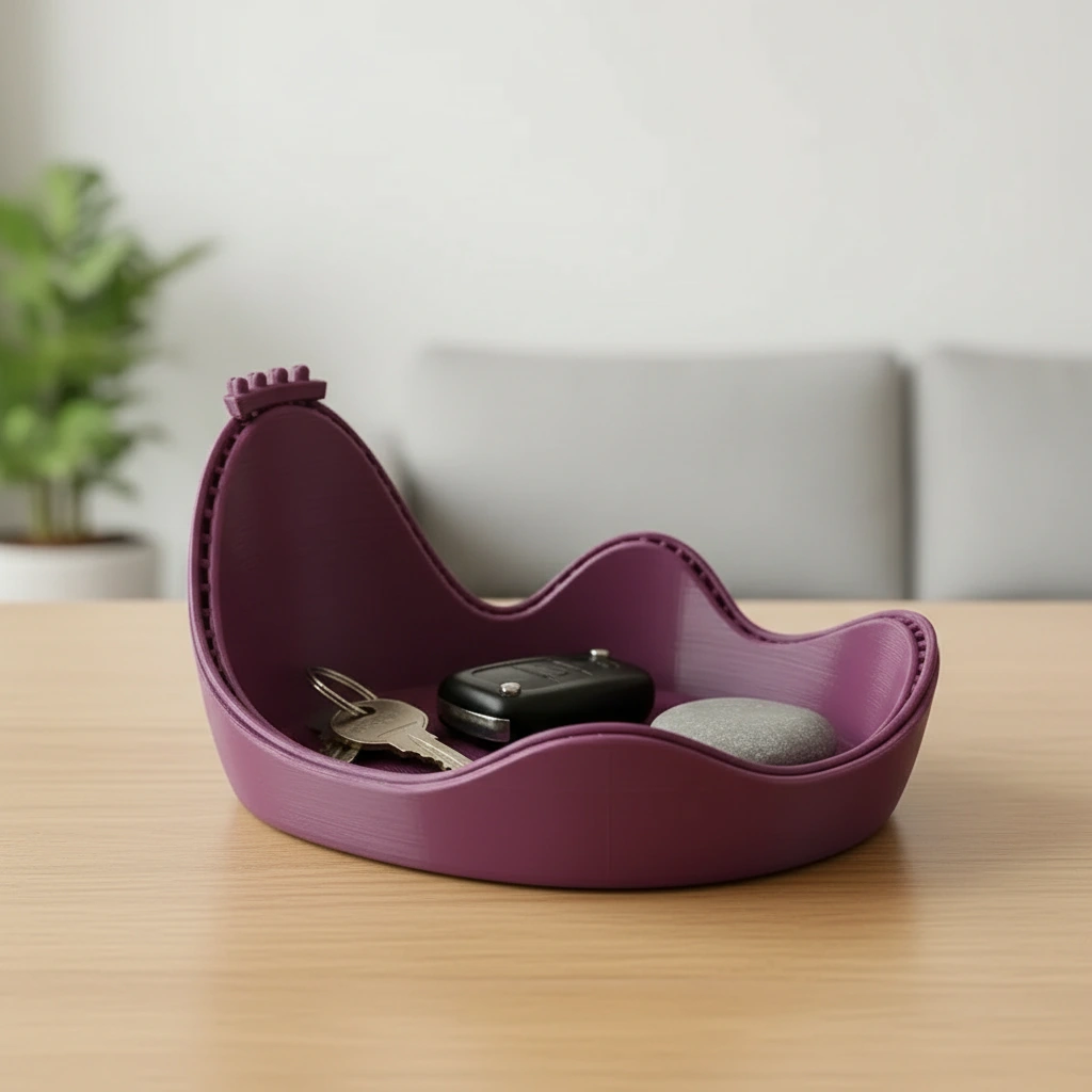 Bol Decorativ Organizare Obiecte Mici Design Ondulat 150mm - Purple red compozit mat, imprimare 3D Vibecraft