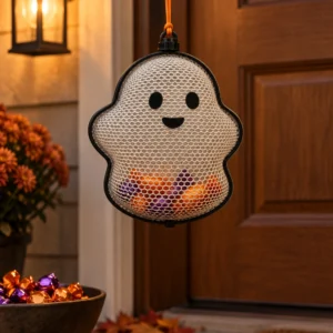 Recipient fantomă Halloween 10×10 cm pentru bomboane, decor flexibil imprimat 3D - imagine produs, produs imprimat 3D Vibecraft