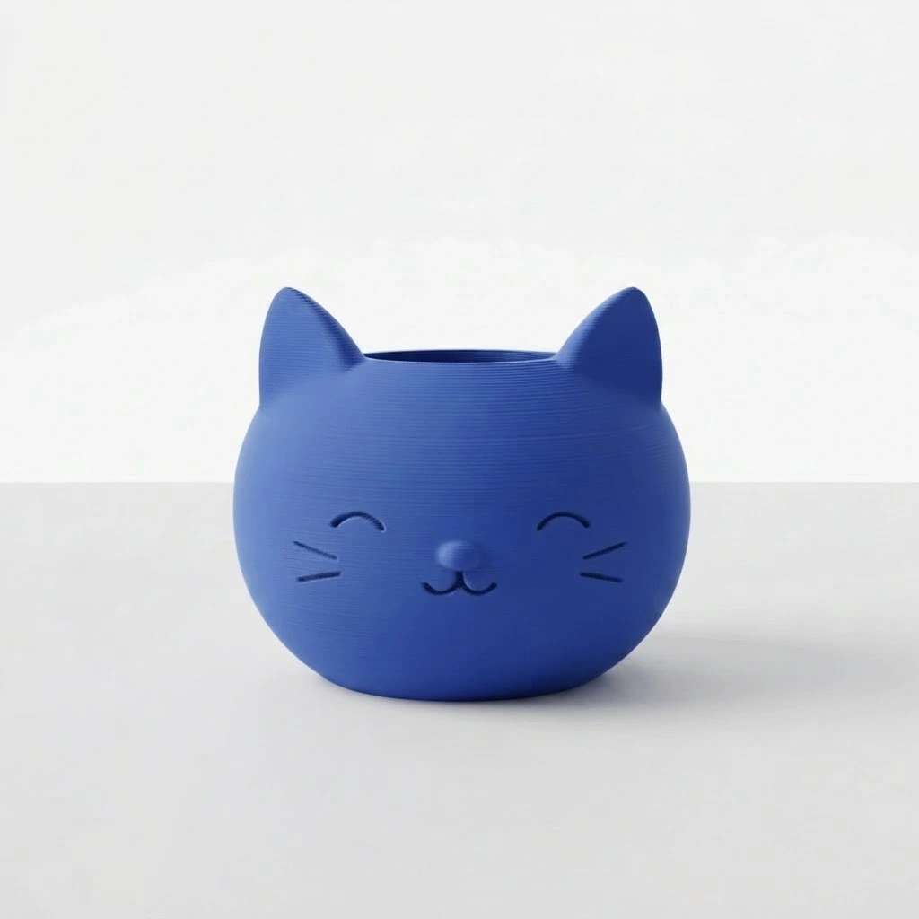 Mini Ghiveci Decorativ cu Design Pisică pentru Suculente și Plante Mici - culoare Albastru, imprimare 3D Vibecraft