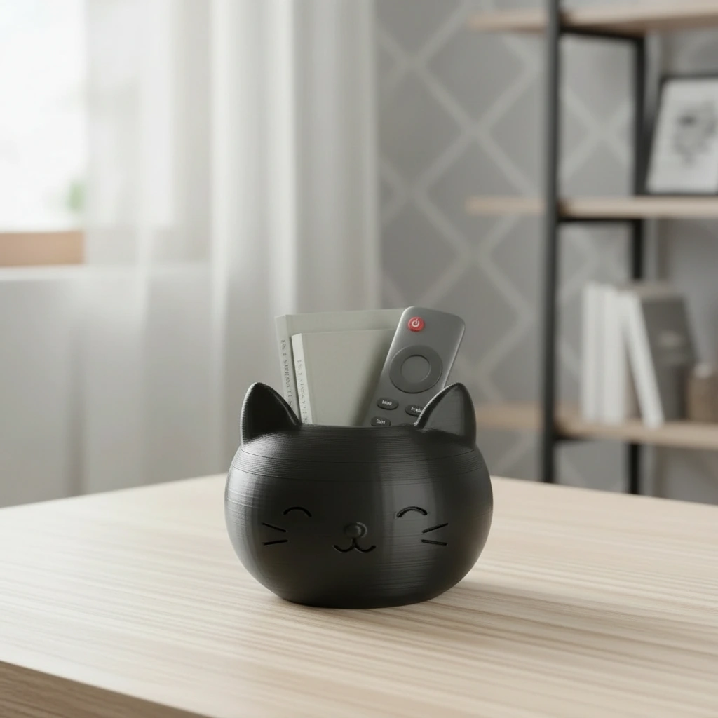 Mini Ghiveci Decorativ cu Design Pisică pentru Suculente și Plante Mici - Negru compozit mat, imprimare 3D Vibecraft