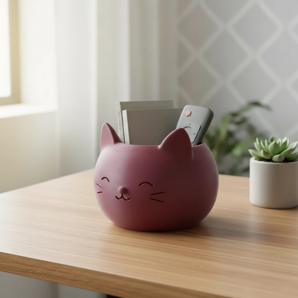 Mini Ghiveci Decorativ cu Design Pisică pentru Suculente și Plante Mici - Purple red compozit mat, imprimare 3D Vibecraft