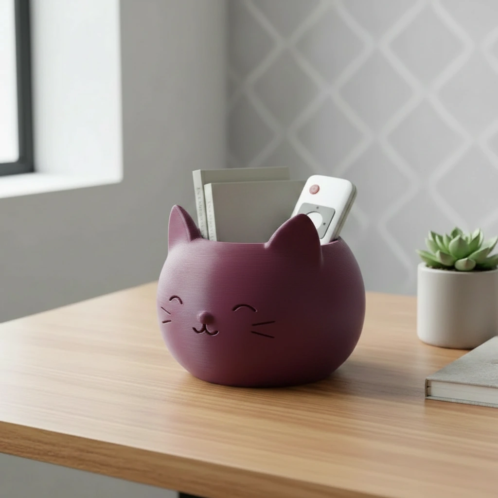 Mini Ghiveci Decorativ cu Design Pisică pentru Suculente și Plante Mici - Purple red compozit mat, imprimare 3D Vibecraft
