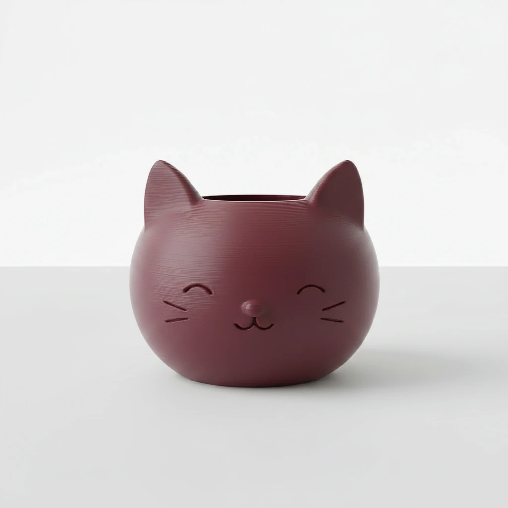 Mini Ghiveci Decorativ cu Design Pisică pentru Suculente și Plante Mici - Purple red compozit mat, imprimare 3D Vibecraft