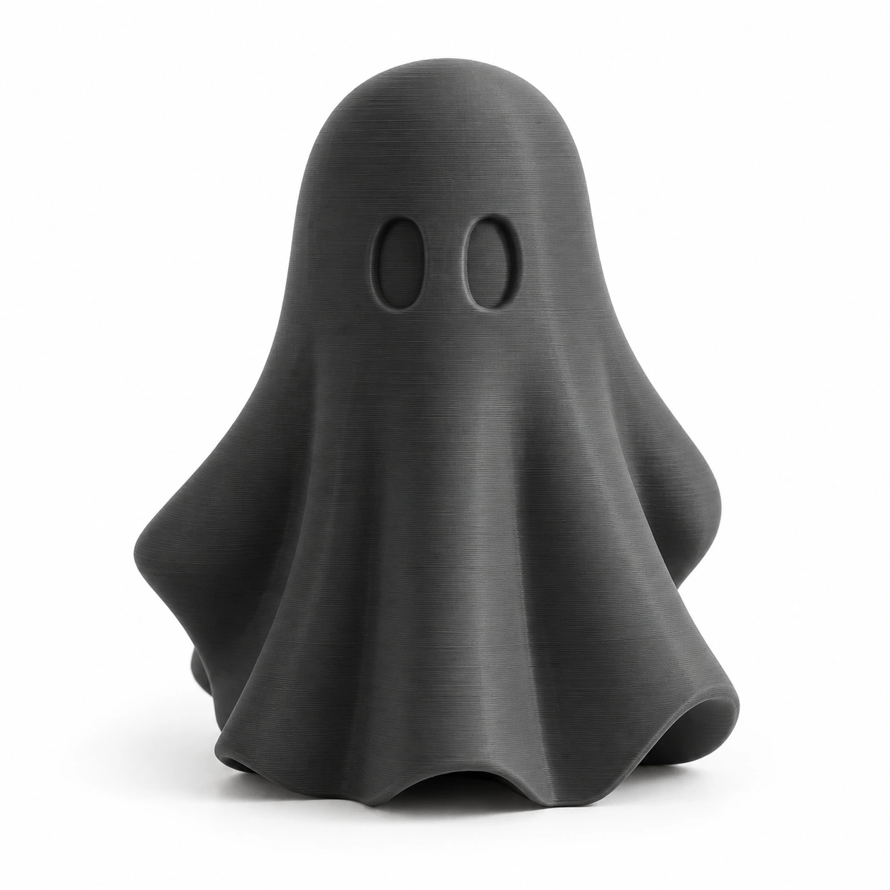 Figurină fantomă minimalistă Halloween, imprimată 3D - 6,81 × 6,56 × 8 cm - Negru compozit mat, imprimare 3D Vibecraft