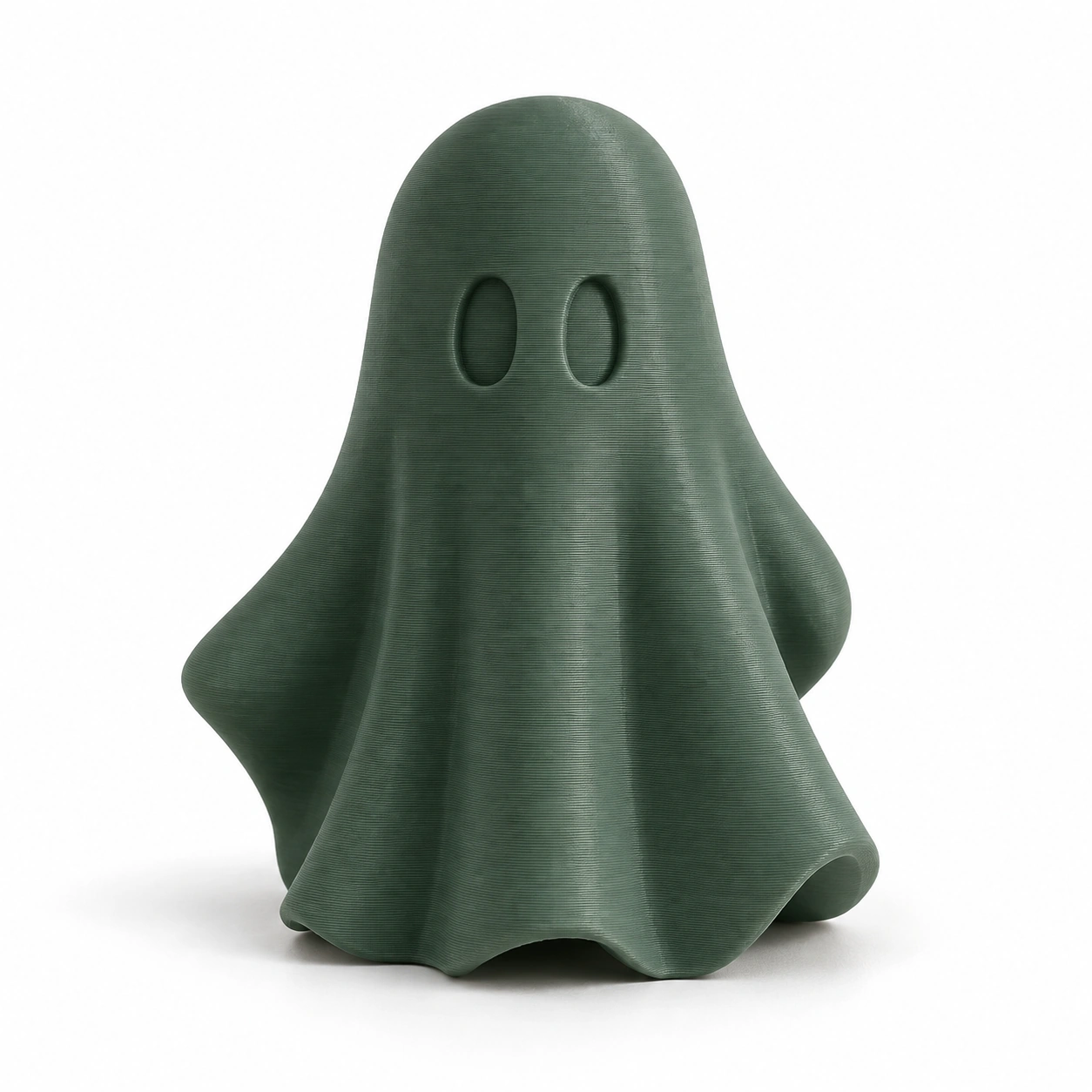 Figurină fantomă minimalistă Halloween, imprimată 3D - 6,81 × 6,56 × 8 cm - Olive green compozit mat, imprimare 3D Vibecraft