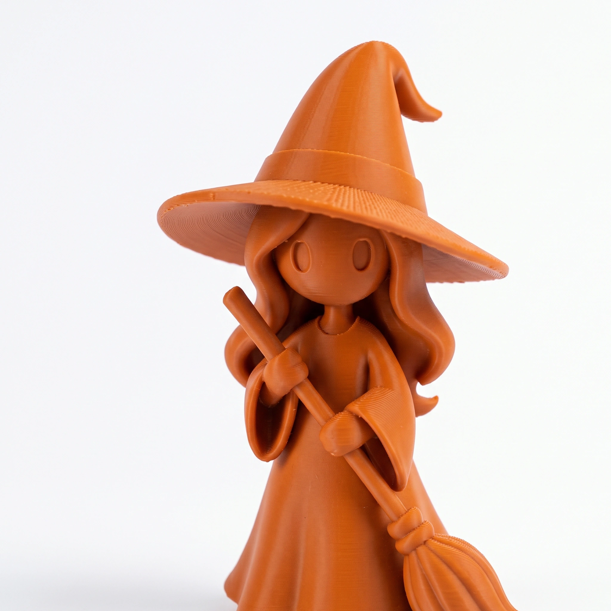 Figurină vrăjitoare stilizată Halloween, imprimată 3D - 6,23 × 5,84 × 10 cm - Orange compozit mat, imprimare 3D Vibecraft