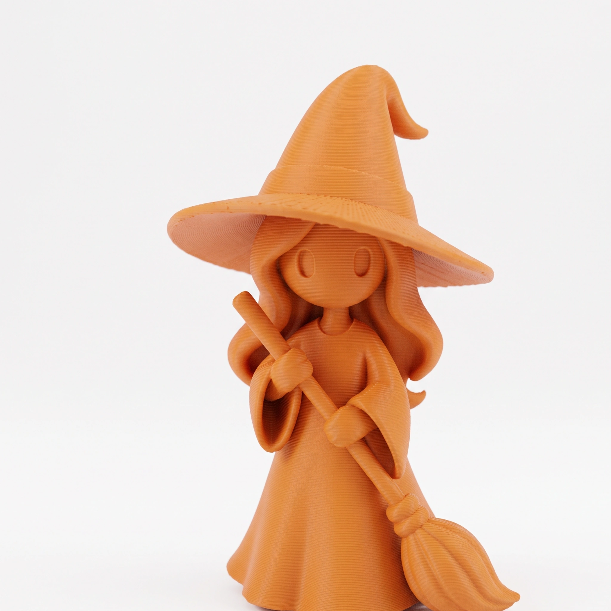 Figurină vrăjitoare stilizată Halloween, imprimată 3D - 6,23 × 5,84 × 10 cm - culoare Portocaliu, imprimare 3D Vibecraft