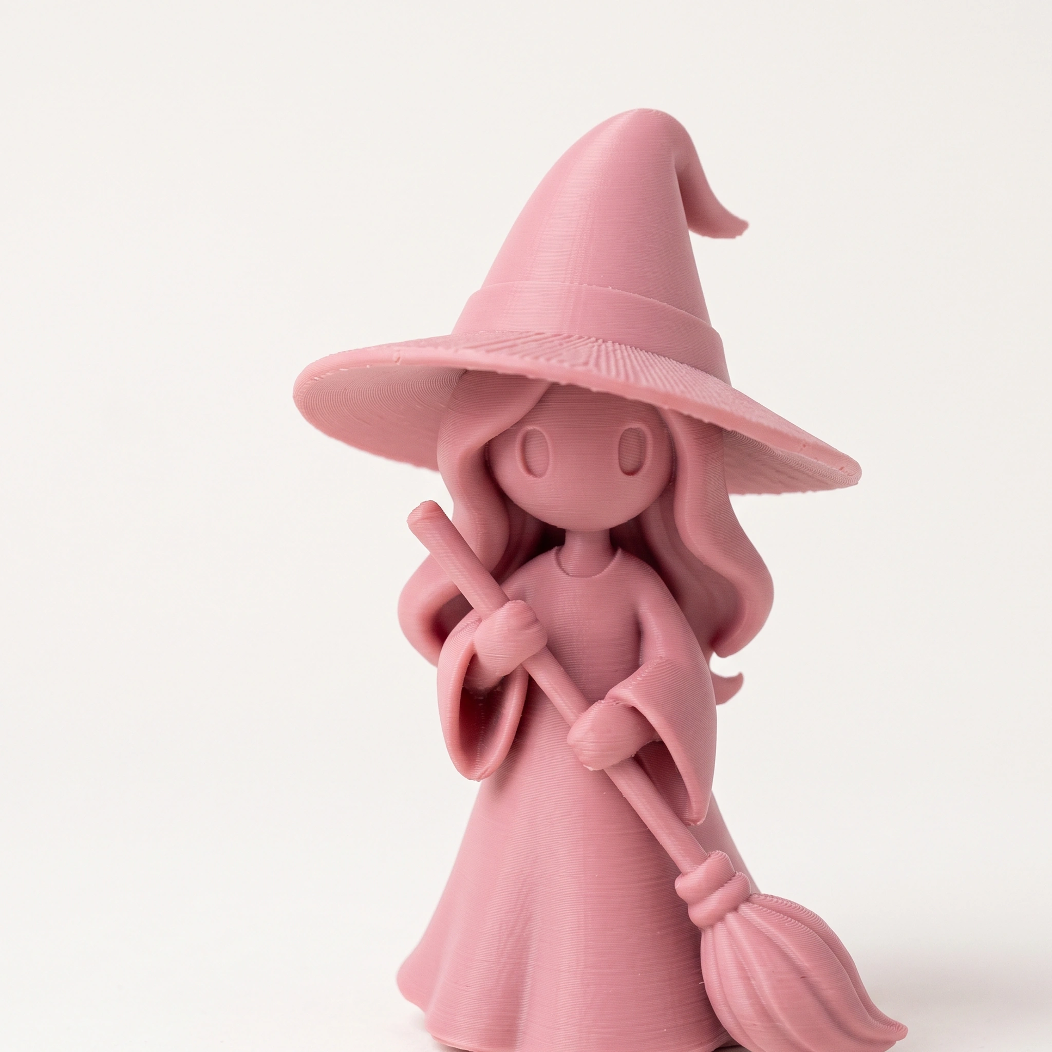 Figurină vrăjitoare stilizată Halloween, imprimată 3D - 6,23 × 5,84 × 10 cm - culoare Roz, imprimare 3D Vibecraft