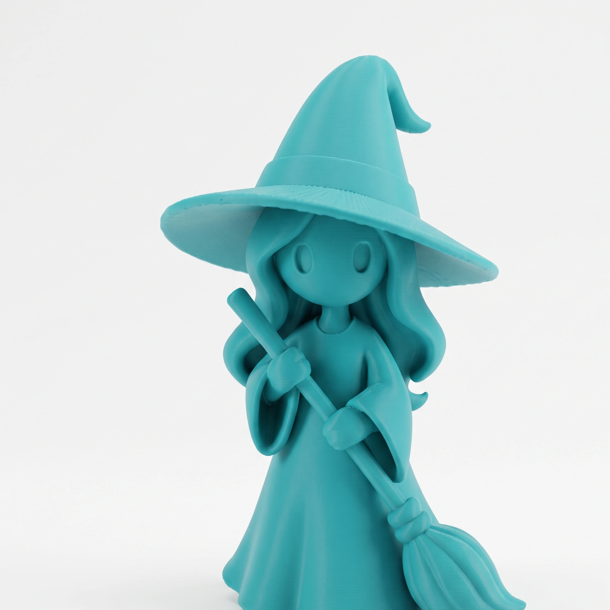 Figurină vrăjitoare stilizată Halloween, imprimată 3D - 6,23 × 5,84 × 10 cm - culoare Albastru verzui, imprimare 3D Vibecraft