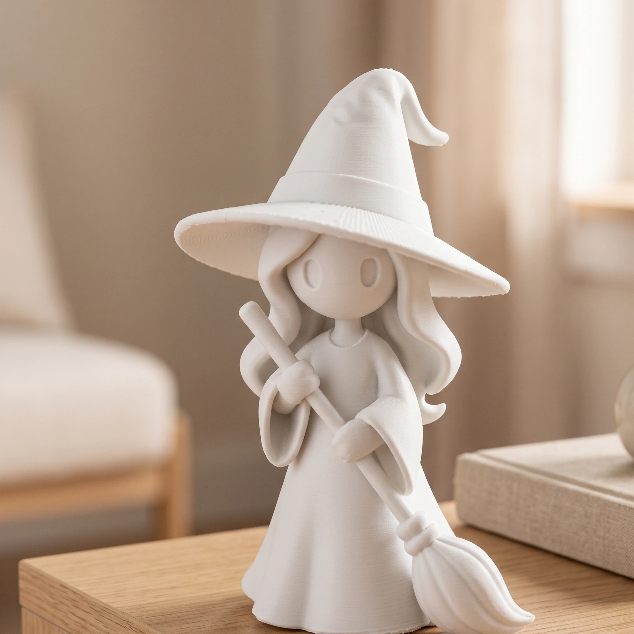 Figurină vrăjitoare stilizată Halloween, imprimată 3D - 6,23 × 5,84 × 10 cm - imagine produs, produs imprimat 3D Vibecraft