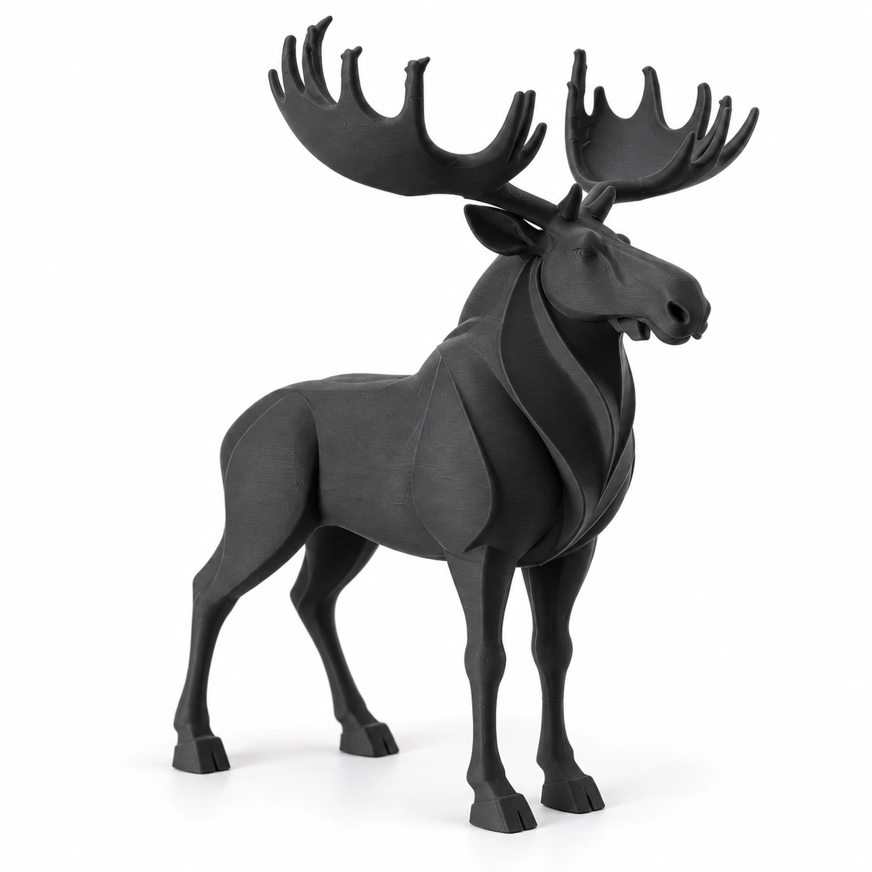 Figurină decorativă elan nordic, imprimată 3D - 8,6 × 6,5 × 10 cm - Negru compozit mat, imprimare 3D Vibecraft