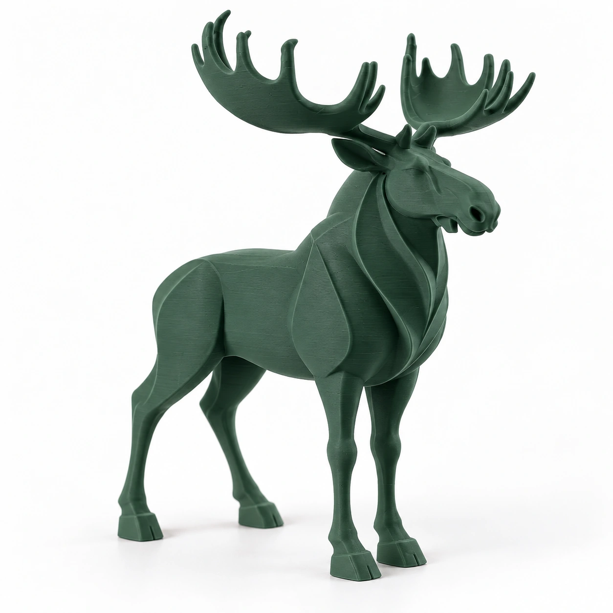 Figurină decorativă elan nordic, imprimată 3D - 8,6 × 6,5 × 10 cm - Olive green compozit mat, imprimare 3D Vibecraft