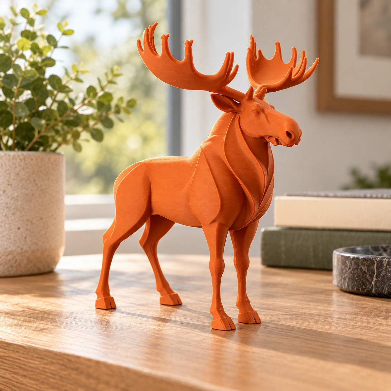 Figurină decorativă elan nordic, imprimată 3D - 8,6 × 6,5 × 10 cm - Orange compozit mat, imprimare 3D Vibecraft
