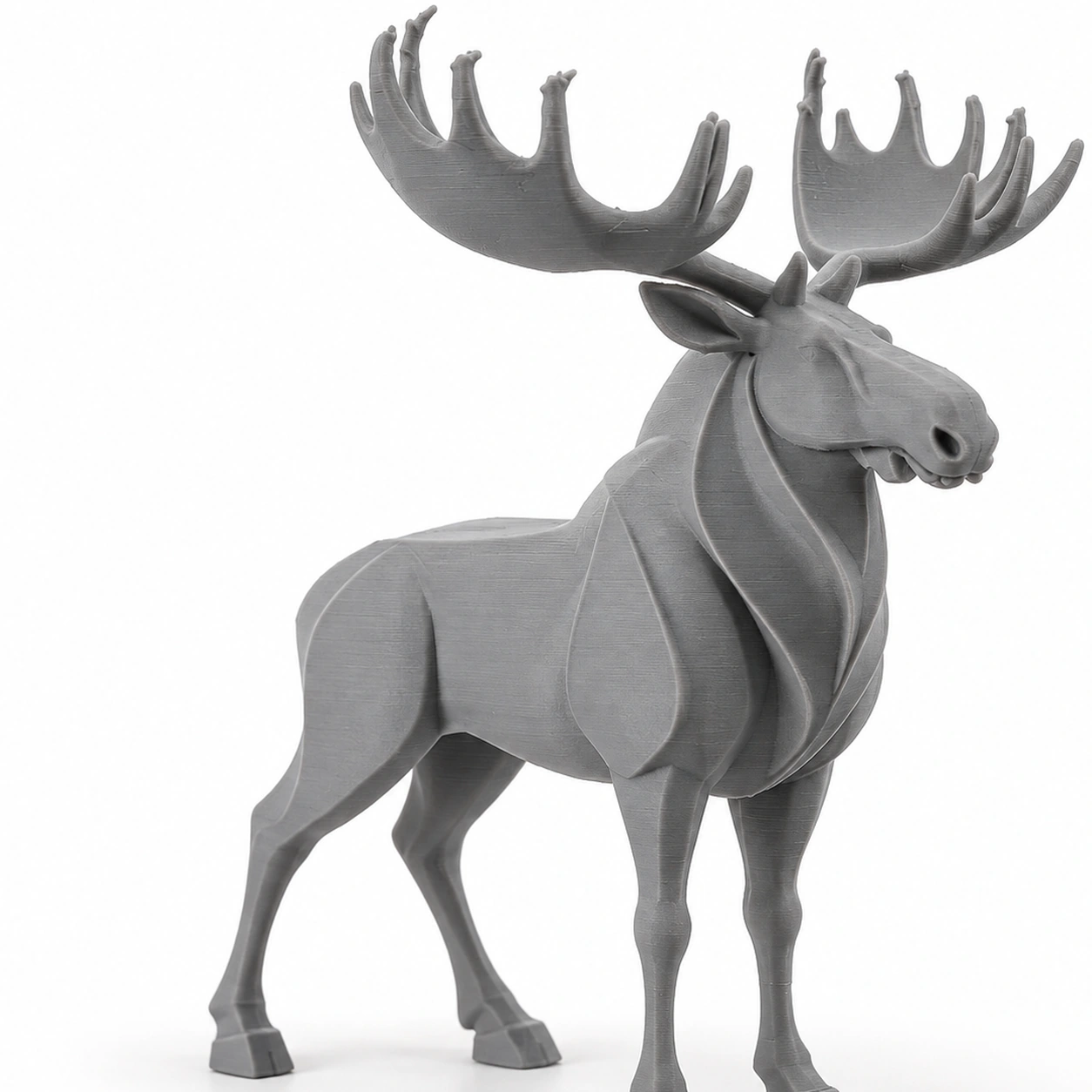 Figurină decorativă elan nordic, imprimată 3D - 8,6 × 6,5 × 10 cm - culoare Gri, imprimare 3D Vibecraft