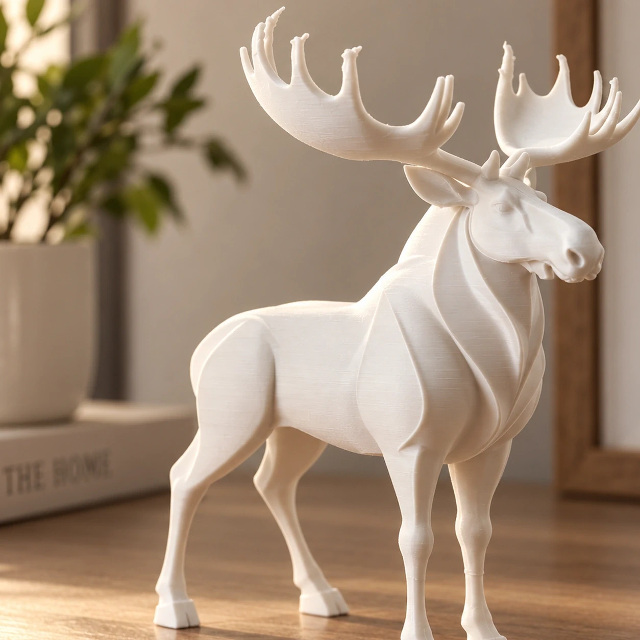 Figurină decorativă elan nordic, imprimată 3D - 8,6 × 6,5 × 10 cm - culoare Alb, produs imprimat 3D Vibecraft